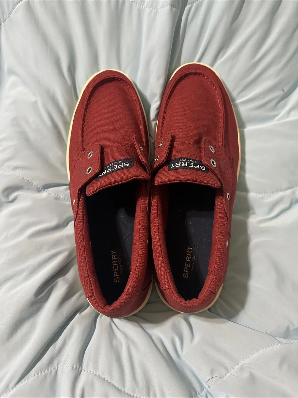 Sperry Men's Burgundy Canvas Moccasin-Style Boat Shoes